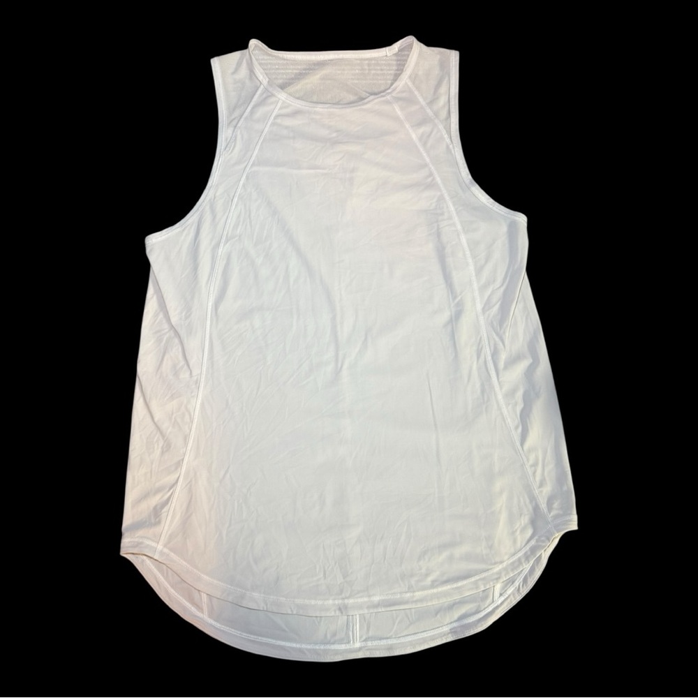 Lululemon Sculpt Tank Top White open slit in back Sz Nst